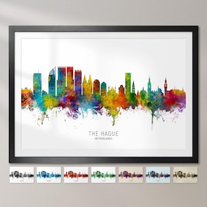 Den Haag Skyline Niederlande, Stadtansicht Gemälde Kunstdruck Poster CX (6800)