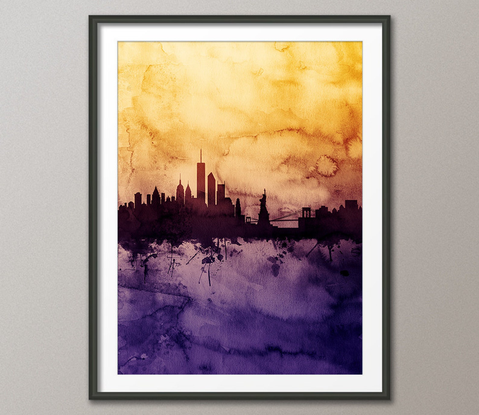 New York City Skyline, NYC Cityscape Art Print (1705) - Etsy