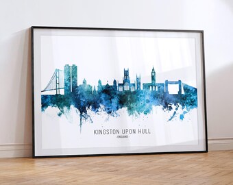 Kingston upon Hull Cityscape England, Skyline Poster Print RX (34965)