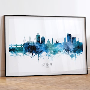 Cardiff Cityscape Wales, Skyline Wall Art Poster Print RX (20840)
