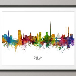 Dublin Skyline Ireland, Cityscape Painting Art Print Poster CX (6497)