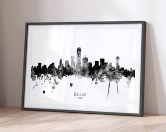 Dallas Skyline TX, Cityscape Painting Art Print Poster YZ (11507)