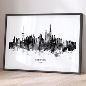 Shanghai Skyline China, Stadtansicht Gemälde Kunstdruck Poster ONE (11483)