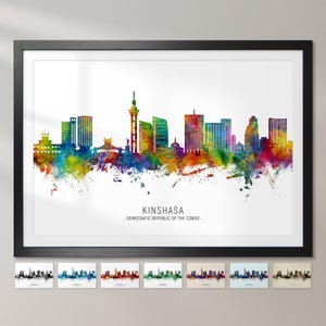 Kinshasa Skyline Democratic Republic of the Congo, Cityscape Painting Art Print Poster CX (29597)
