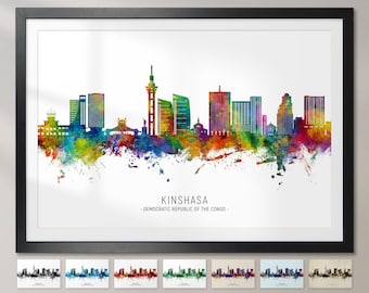 Kinshasa Skyline Democratic Republic of the Congo, Cityscape Painting Art Print Poster CX (29597)