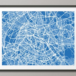Paris France City Street Map, Art Print (77) - Custom Colors Available