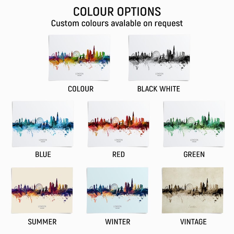 a picture of a city skyline in different colors