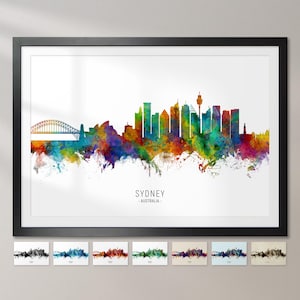 Sydney Skyline Australia, Cityscape Painting Art Print Poster CX (6524)