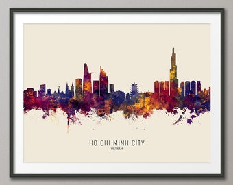 Ho Chi Minh City Skyline Vietnam, Cityscape Painting Art Print Poster LS (15115)