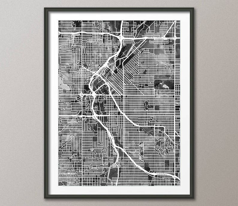 Denver Map Denver Colorado City Street Map Art Print 2921 - Etsy