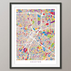 Houston Map,  Houston Texas City Street Map, Art Print (2053)