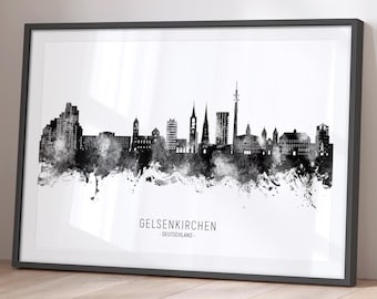 Gelsenkirchen Skyline Deutschland, Cityscape Painting Art Print