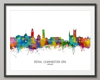 Royal Leamington Spa Skyline England, Cityscape Painting Art Print Poster CX (28157)