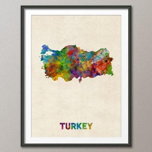 Turkey Watercolor Map, Art Print (2486)