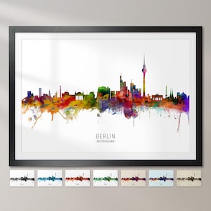 Skyline van Berlijn, Duitsland, stadsgezicht schilderij kunstafdruk poster CX (6488)