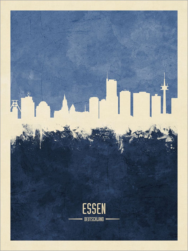 Essen Skyline, Essen Cityscape Germany, Watercolor Art Print Poster 4191 image 10