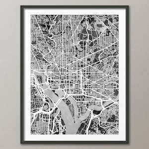 Carte de Washington DC, impression d'art de plan de rue de la ville (2334)