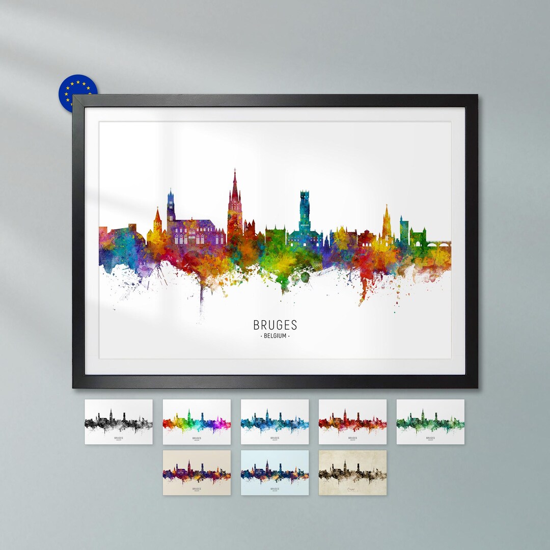 ④ 専用ページ Bruges Skyline Belgium, Poster Print Cityscape Art ZX (15698) - Etsy
