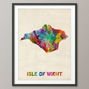 Isle of Wight Watercolor Map, Art Print 518 image 1