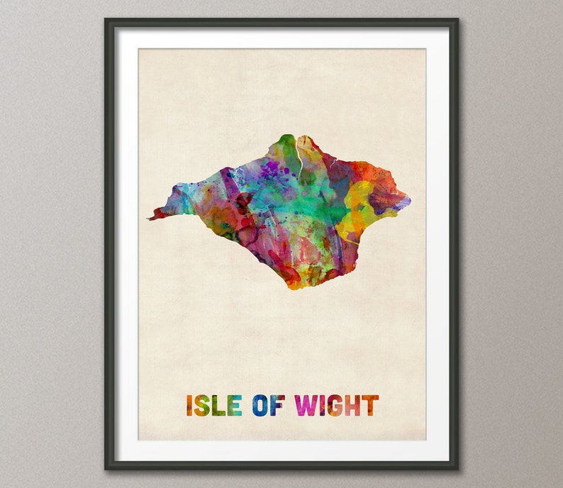 Isle of Wight Watercolor Map, Art Print 518 image 1