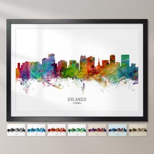 Orlando Skyline Florida, stadsgezicht schilderij Art Print poster CX (6730)