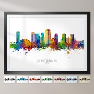 Sint-Petersburg skyline Florida, stadsgezicht schilderij Art Print poster CX (28406)