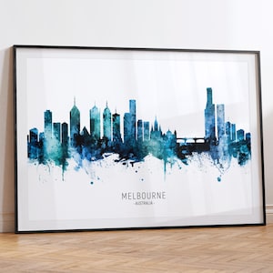 Melbourne Cityscape Austrália, Skyline Wall Art Poster Print RX (20878)
