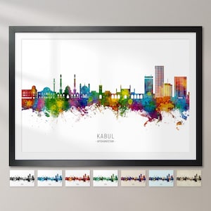 Kabul Skyline Afghanistan, Cityscape Painting Art Print Poster CX (24335)
