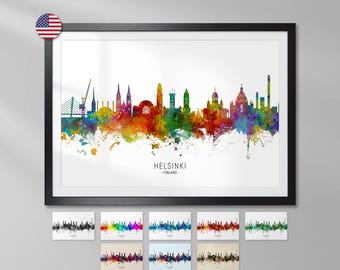 Helsinki Skyline Finland, Art Print Poster YX (6502)