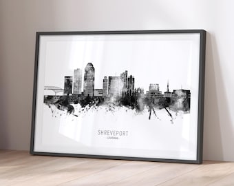Shreveport Skyline Louisiana, Cityscape Art Print Poster BX (25013)