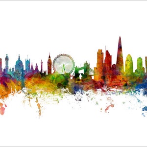 London Skyline England, Cityscape Painting Art Print Poster CX 6481 No Name