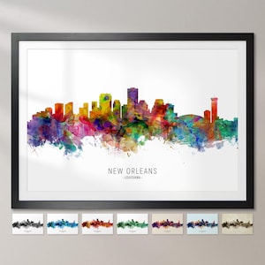 New Orleans skyline Louisiana, stadsgezicht schilderij kunst print poster CX (6671)