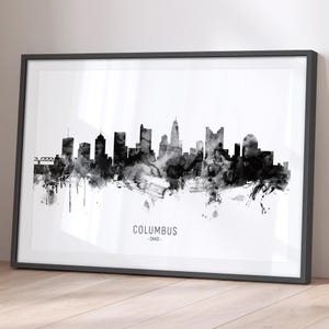 Columbus Skyline Ohio, Cityscape Painting Art Print Poster BX (11585)