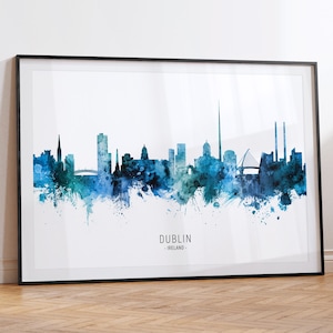 Dublin Cityscape Ireland, Skyline Wall Art Poster Print RX (20788)