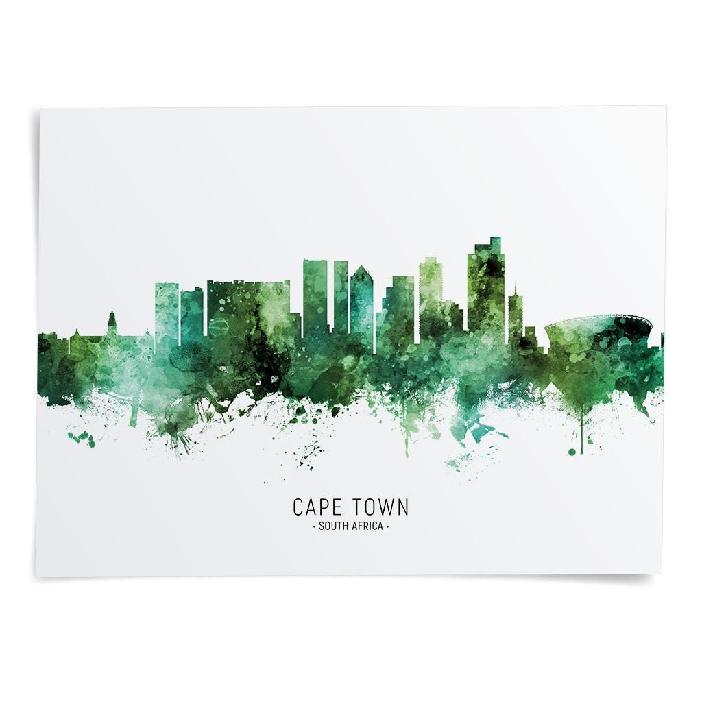 Cape Town Skyline South Africa, Cityscape Painting Art Print Poster CX ...