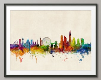 London Skyline, London England Cityscape Art Print (1026)