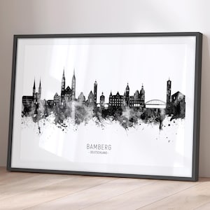 Bamberg Skyline Deutschland, Cityscape Painting Art Print Poster BX (25289)