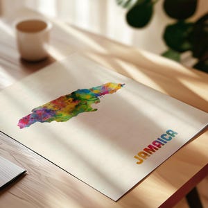 Jamaika Karte, Aquarell Kunstdruck Poster, Landkarte - JM (1337) Bild 4