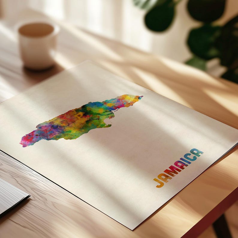 Jamaika Karte, Aquarell Kunstdruck Poster, Landkarte - JM (1337) Bild 4