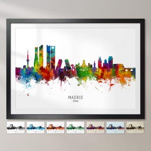 Madrid Skyline Spain, Cityscape Painting Art Print Poster CX (6510)