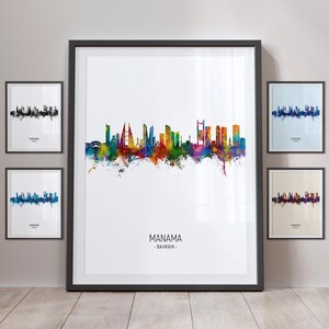 Manama Skyline, Manama Bahrain Cityscape Art Print Poster Portrait PX (29527)