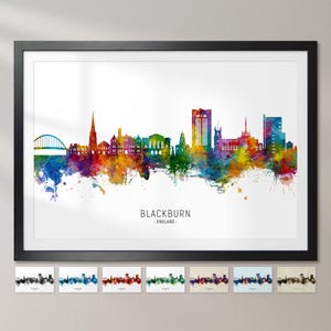 Póster con impresión artística de la pintura del horizonte de Blackburn, Inglaterra, paisaje urbano, CX (23829)