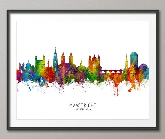 basketbal koppeling Illustreren Buy Maastricht Skyline Netherlands Cityscape Painting Art Print Online in  India - Etsy