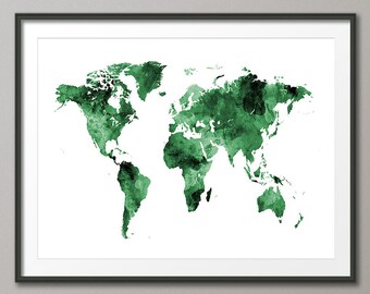 Watercolor Map of the World Map, Art Print (2398)