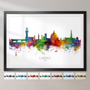 Florence Skyline Italië, stadsgezicht schilderij Art Print poster CX (6589)
