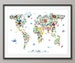 Animal Map of the World Map for children and kids, Art Print (61)