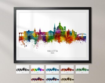 Valletta Skyline Malta, Cityscape Art Print Poster KX (24522)