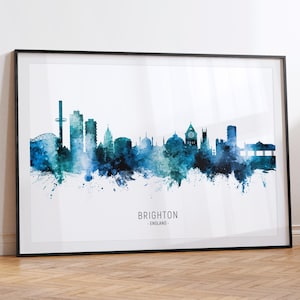 Brighton Cityscape England, Skyline Wall Art Poster Print RX (20836)