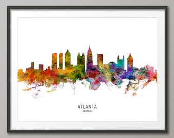 Atlanta Skyline Georgia, Cityscape Painting Art Print Poster CX (6578)