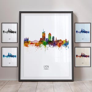 Lyon Skyline, Lyon France Cityscape Art Print Poster Portrait PX (5098)